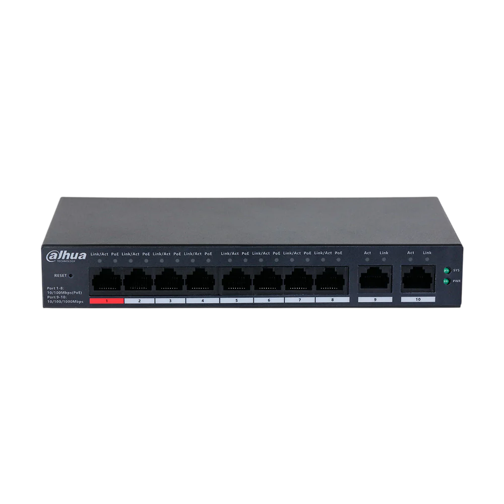 DH-CS4010-8ET-60 SWITCH CLOUD 10 PUERTOS PARA ESCRITORIO CON 8 PUERTOS POE