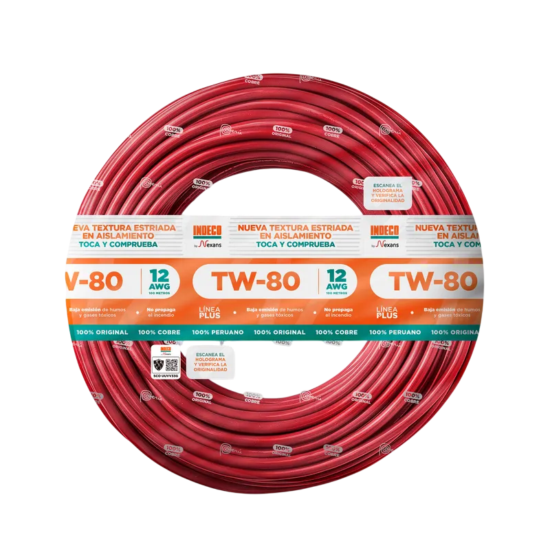CABLE TW-80 +PLUS  # 12  AWG  /  INDECO  X  100  METROS